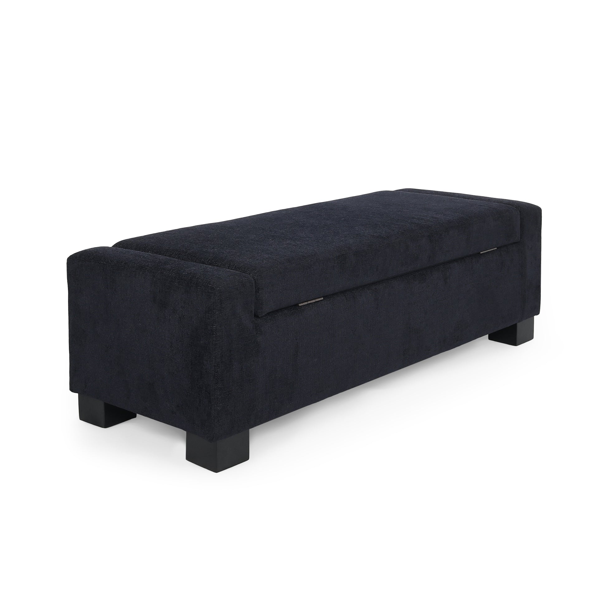 Storage Ottoman Dark Blue Fabric