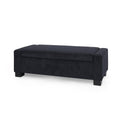 Storage Ottoman Dark Blue Fabric