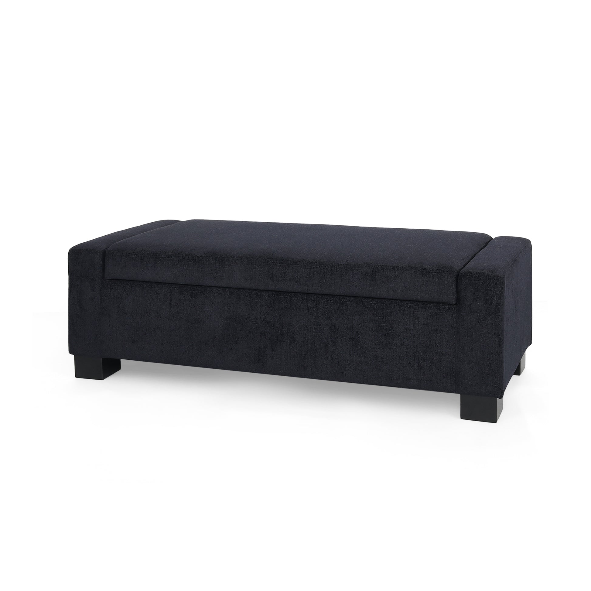 Storage Ottoman Dark Blue Fabric