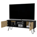 Black And Macadamia Hairpin Legs Tv Rack Black Natural Primary Living Space 40 49 Inches 40 49 Inches 50 Inches Wood