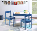 Gibson 3 Piece Dry Erase Kids Table & Two Chair Set, Dark Blue Navy Rubberwood Wood