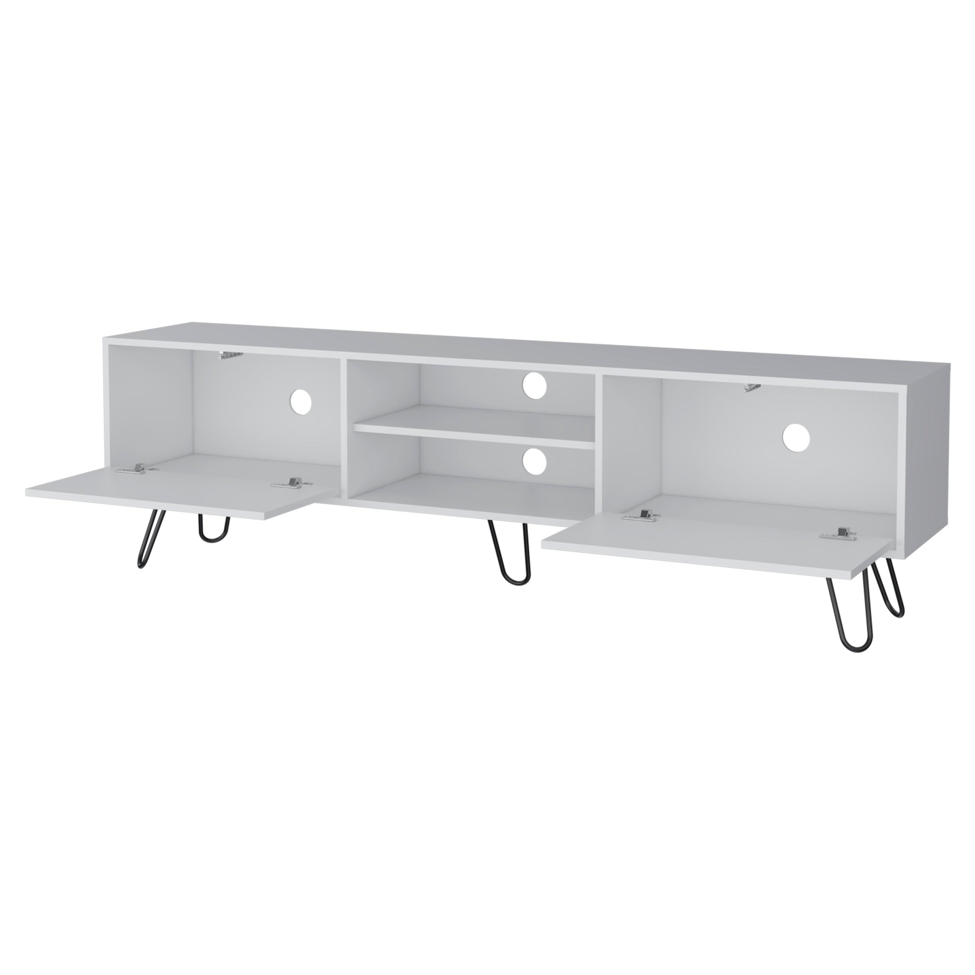 White Hairpin Leg Tv Rack White White Primary Living Space 50 59 Inches 50 59 Inches 55 Inches Wood