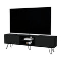 Black Hairpin Leg Tv Rack Black Primary Living Space 50 59 Inches 50 59 Inches 55 Inches Wood