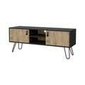 Black And Macadamia Hairpin Legs Tv Rack Black Natural Primary Living Space 40 49 Inches 40 49 Inches 50 Inches Wood