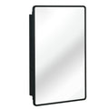 Black 24X36 Inch Metal Framed Wall Mount Or Recessed Mirror Cabinet Adjustable Shelves Bathroom Powder Coated Black 1 3 18 To 23 In 24 To 31 In Wall Mounted Classic Less Than 5 Inches Glass Iron