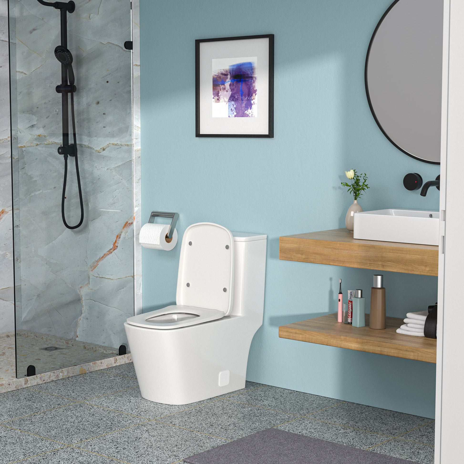 Ceramic One Piece Toilet,Single Flush With Soft Clsoing Seat White Ceramic