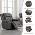 3 Seater Home Theater Recliner Manual Recliner Chair With Two Built In Cup Holders For Living Room,Bedroom, Grey Grey Foam Pu
