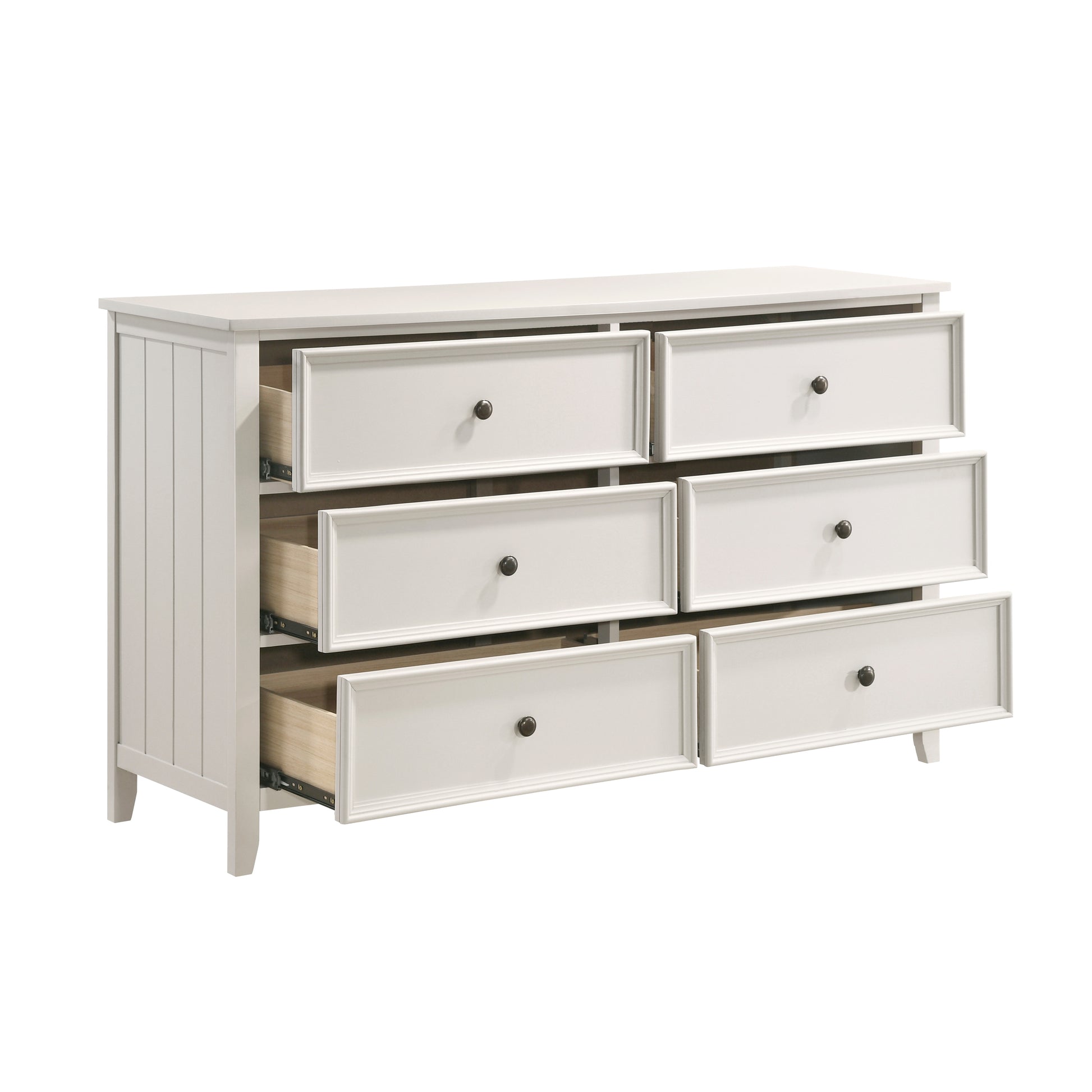 Classic White Finish Bedroom Dresser Of 6 Drawers Storage 1Pc Modern Furniture Farmhouse Style White Bedroom Farmhouse,Modern Wood