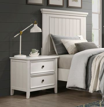 Classic White Finish Bedroom Nightstand Of 2 Drawers Storage 1Pc Modern Furniture Farmhouse Style Bedside Table White 2 Drawers Bedside Cabinet Bedroom Farmhouse,Modern Wood