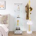 Glass Display Cabinet 4 Shelves With Door, Floor Standing Curio Bookshelf For Living Room Bedroom Office, 64.7