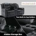 2 Seater Home Theater Recliner Manual Recliner Chair With A Storage Box And Two Cup Holders For Living Room,Bedroom, Black Old Sku:Pp302954Aab Black Foam Pu Leather