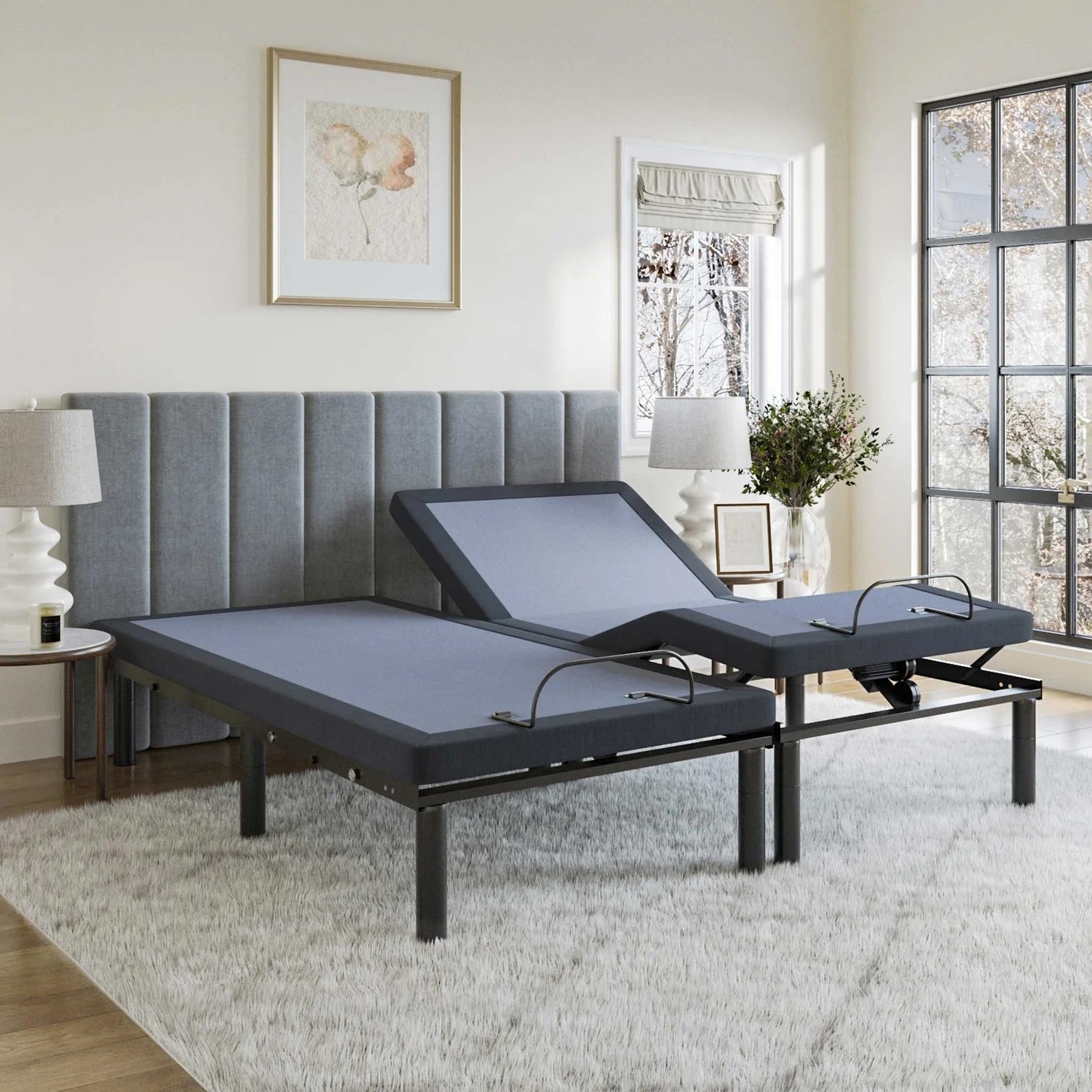 Bt2500 Twinxl Adjustable Bed Twin Xl Blue Gray Upholstered