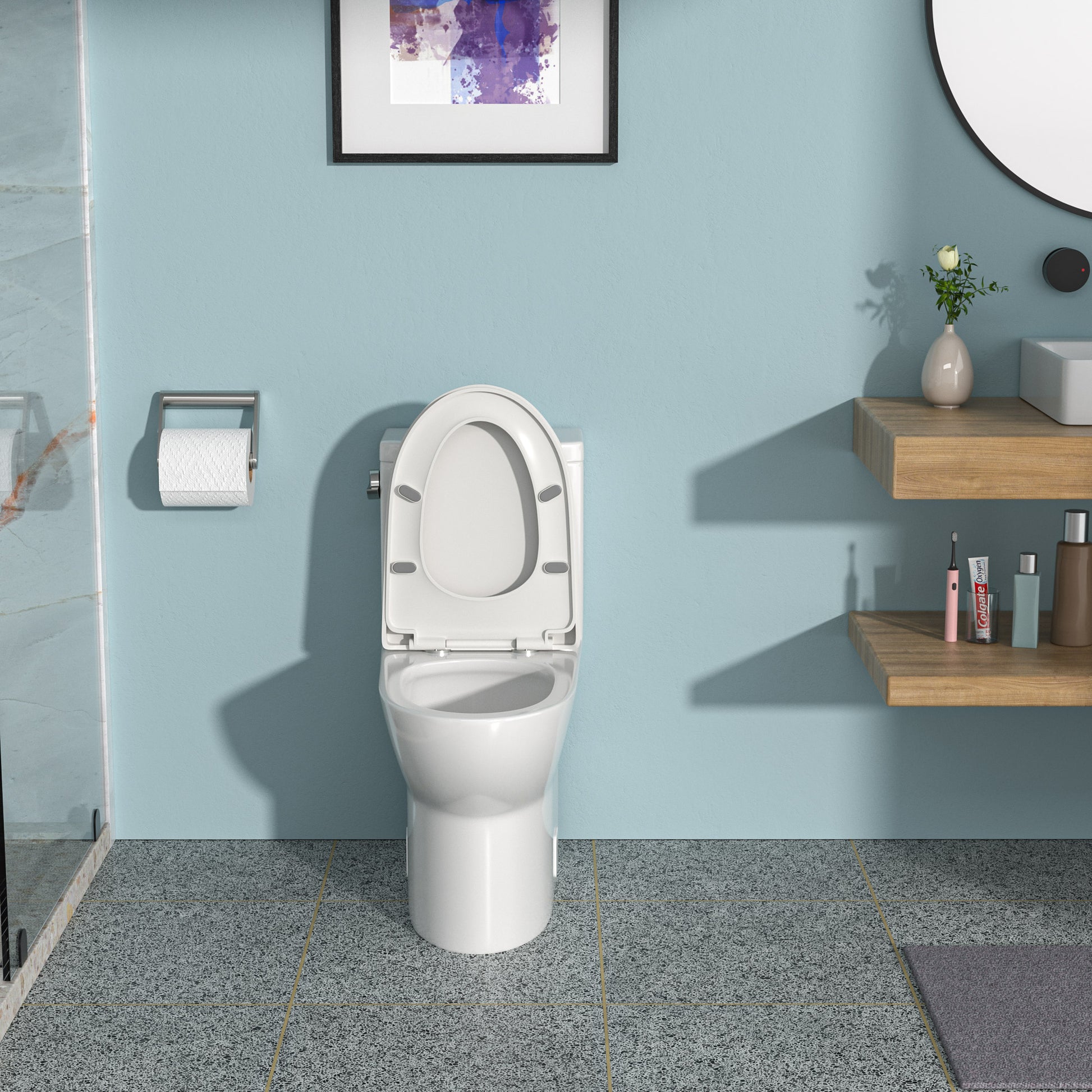 Ceramic One Piece Toilet,Single Flush With Soft Clsoing Seat White Ceramic