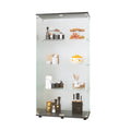 Two Door Glass Dispiay Cabinet 4 Shelves With Door,Floor Standing Curio Bookshelf For Living Room Bedroom Office,64.7