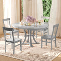 5 Piece Rustic Round Pedestal Extendable Dining Table Set With 15.7