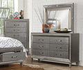 Silver Gray Metallic Finish Glam Style Dresser Of 6 Drawers Wooden 1Pc Modern Bedroom Furniture Acrylic Hardware Beveled Mirror Trim Silver Grey Bedroom Glam,Modern Wood