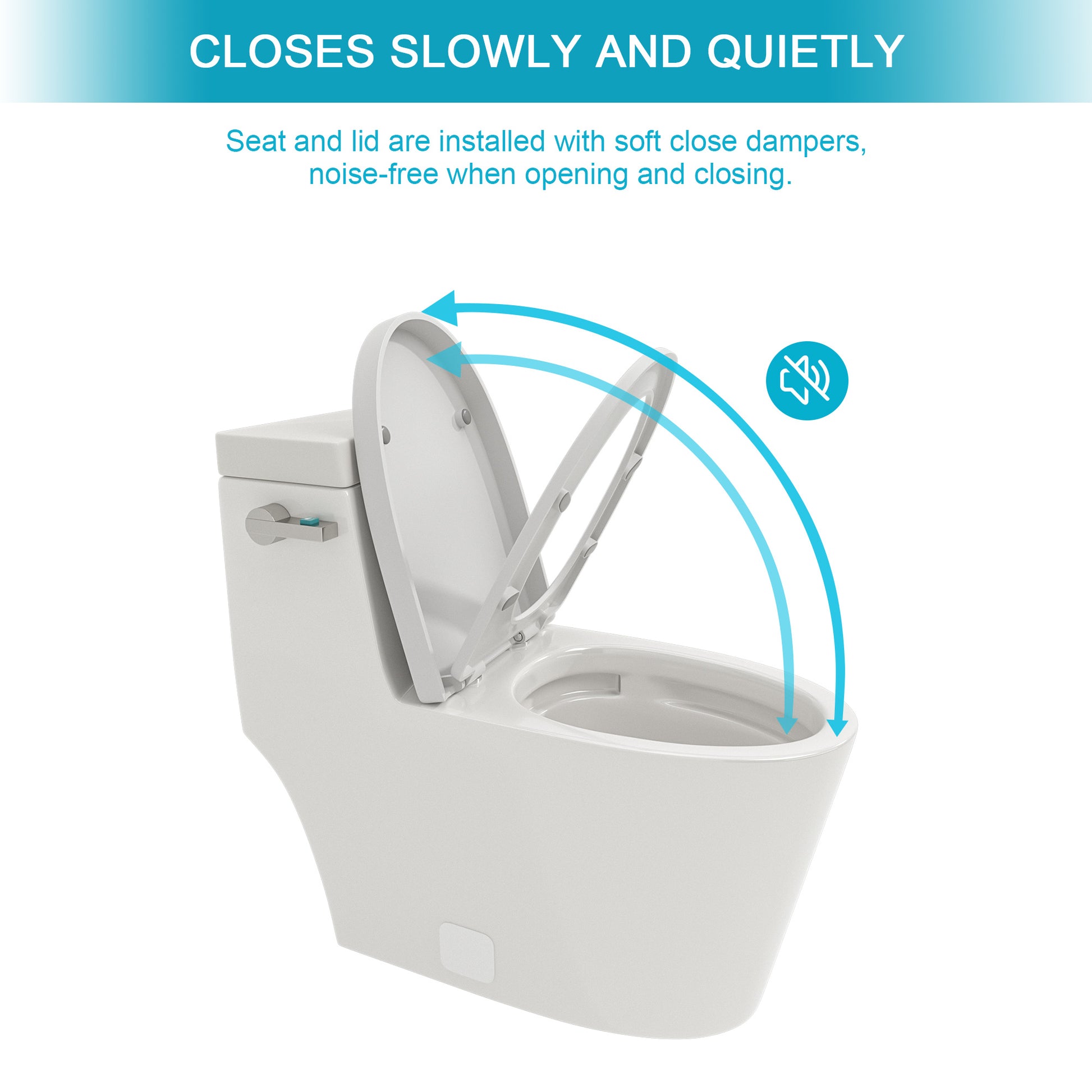 Ceramic One Piece Toilet,Single Flush With Soft Clsoing Seat White Ceramic