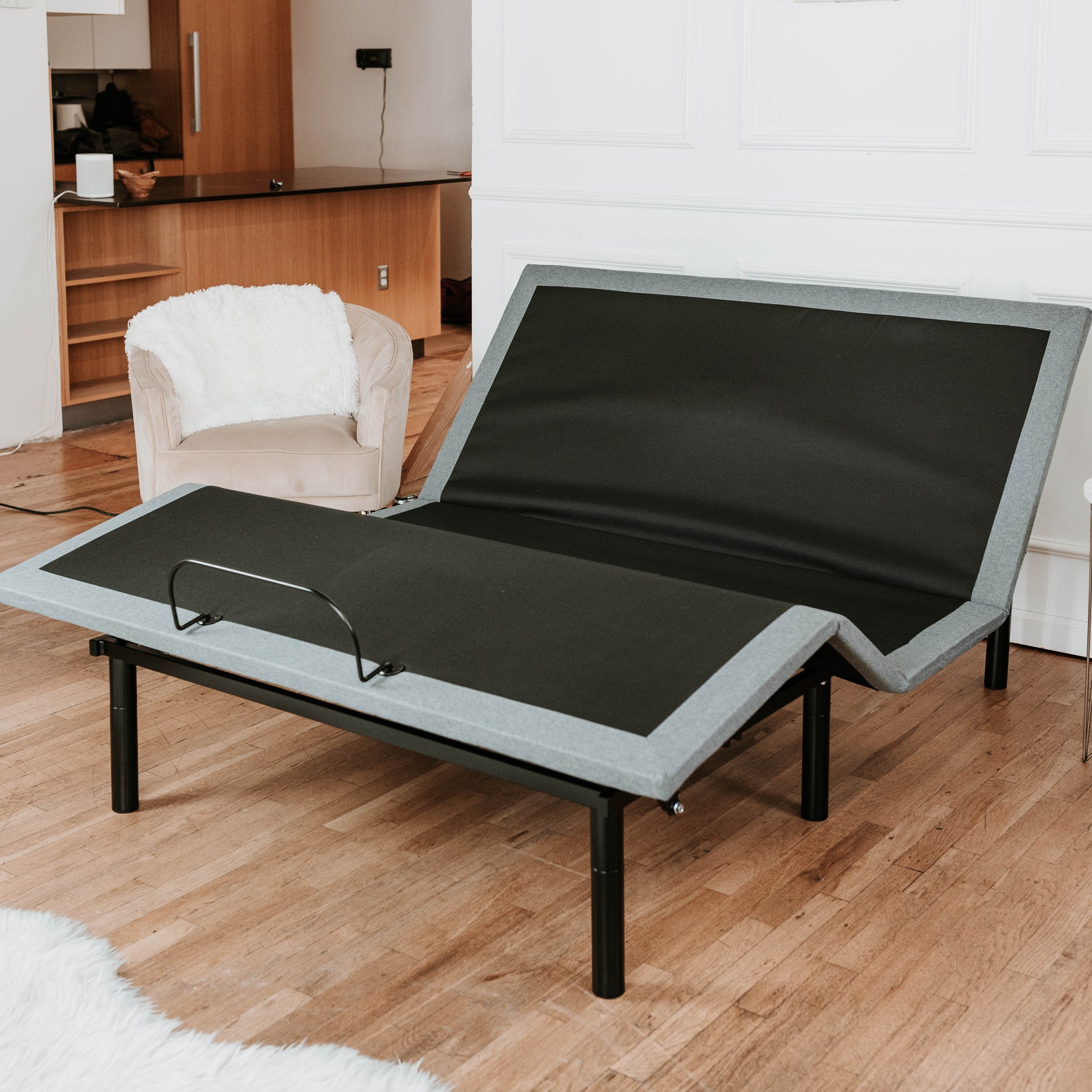 Btx5 Full Adjustable Bed Full Black Gray Upholstered