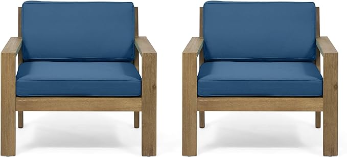 Santa Ana Club Chair With Cushions Set Of 2 Brown Teal Seats 2 Wood