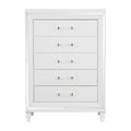 White Metallic Finish Glam Style Storage Chest Of 5 Drawers Wooden 1Pc Modern Bedroom Furniture Acrylic Hardware White Bedroom Glam,Modern Wood