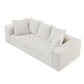 88.97Inch Corduroy Sofa With 5 Matching Toss Pillows, Sleek Design, Spacious And Comfortable 3 Seater Couch For Modern Living Room.White White Corduroy 3 Seat
