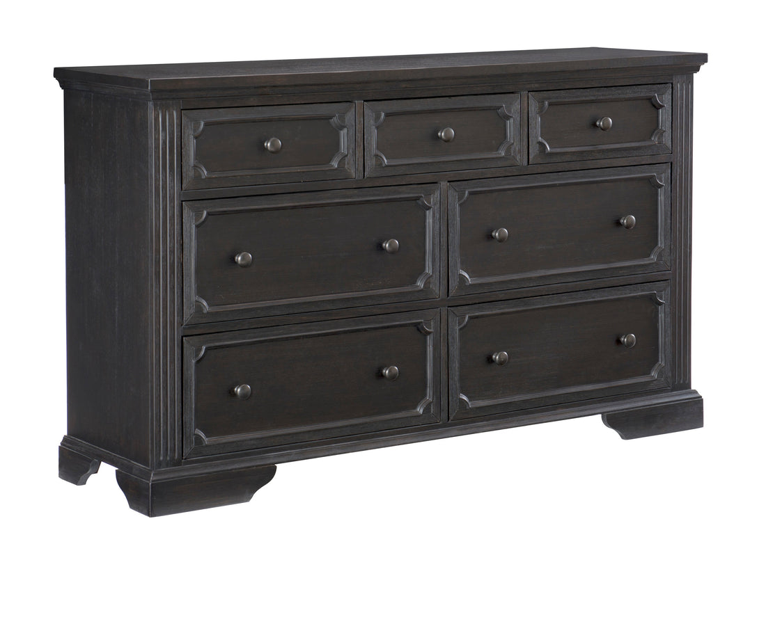 Charcoal Finish Traditional Dresser Of 7 Storage Drawers Wooden Bedroom Furniture 1Pc Rustic Style Charcoal Bedroom Rustic,Traditional Wood