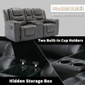 Home Theater Recliner Set Manual Recliner Chair With Wide Armrest, Two Built In Cup Holders For Living Room,Bedroom, Grey Grey Foam Pu