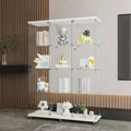 Glass Display Cabinet With 4 Shelves Extra Large, Curio Cabinets For Living Room, Bedroom, Office, White Floor Standing Glass Bookshelf, Quick Installation White Glass