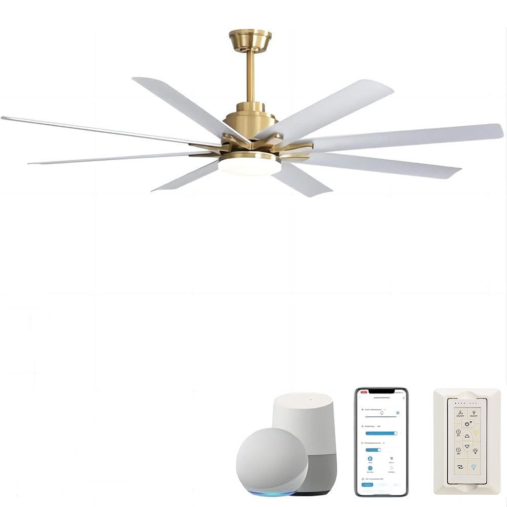 66 Inch Low Profile ABS Ceiling Fan with Dimmable gold-abs