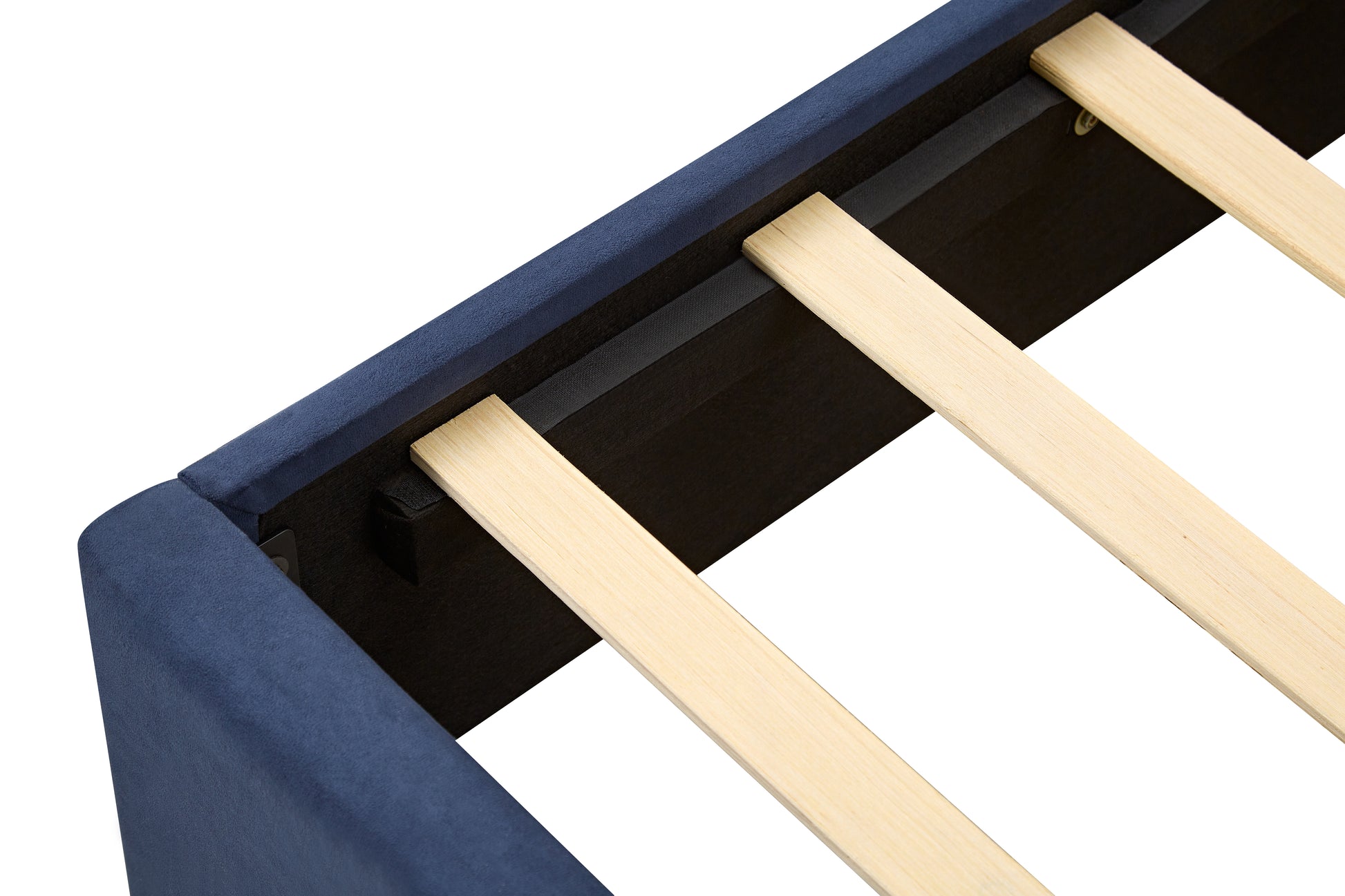 Queen Size Velvet Bed Frame Vertical Channel Tufted Wingback Headboard Upholstered Platform Bed Strong Wooden Slats No Box Spring Needed Easy Assemblyroyal Blue Queen Retro Blue Wood Light Brown Bedroom Modern Bed Frame Wood