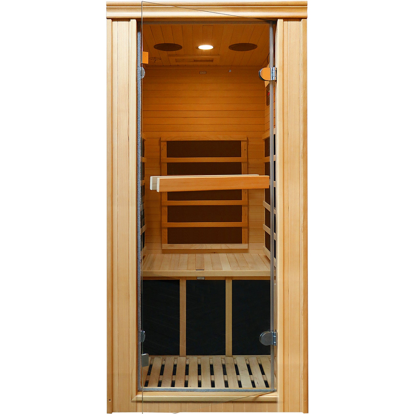 Single Person Far Infrared Sauna Room Natural Wood Paper Glass Metal