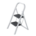 2 Step Ladder, Step Stool For Adults, Folding Step Stool With Wide Anti Slip Pedal, Sturdy Steel Ladder White Black Iron Plastic