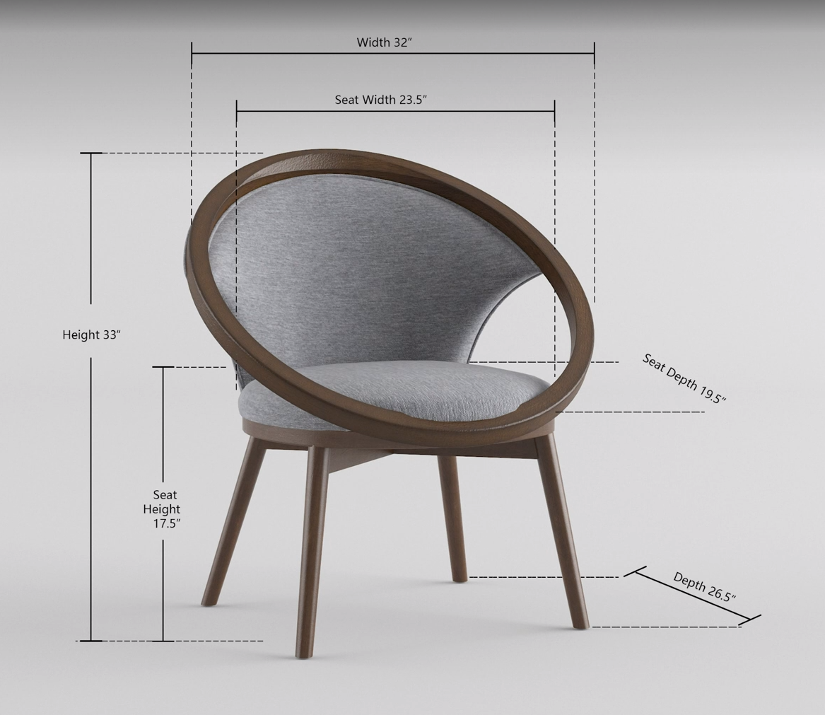 Mid Century Design Solid Rubberwood Unique Accent Chair 1Pc Brown Fabric Upholstered Modern Home Furniture Walnut Finish Frame Chocolate Primary Living Space Mid Century Modern Solid Wood