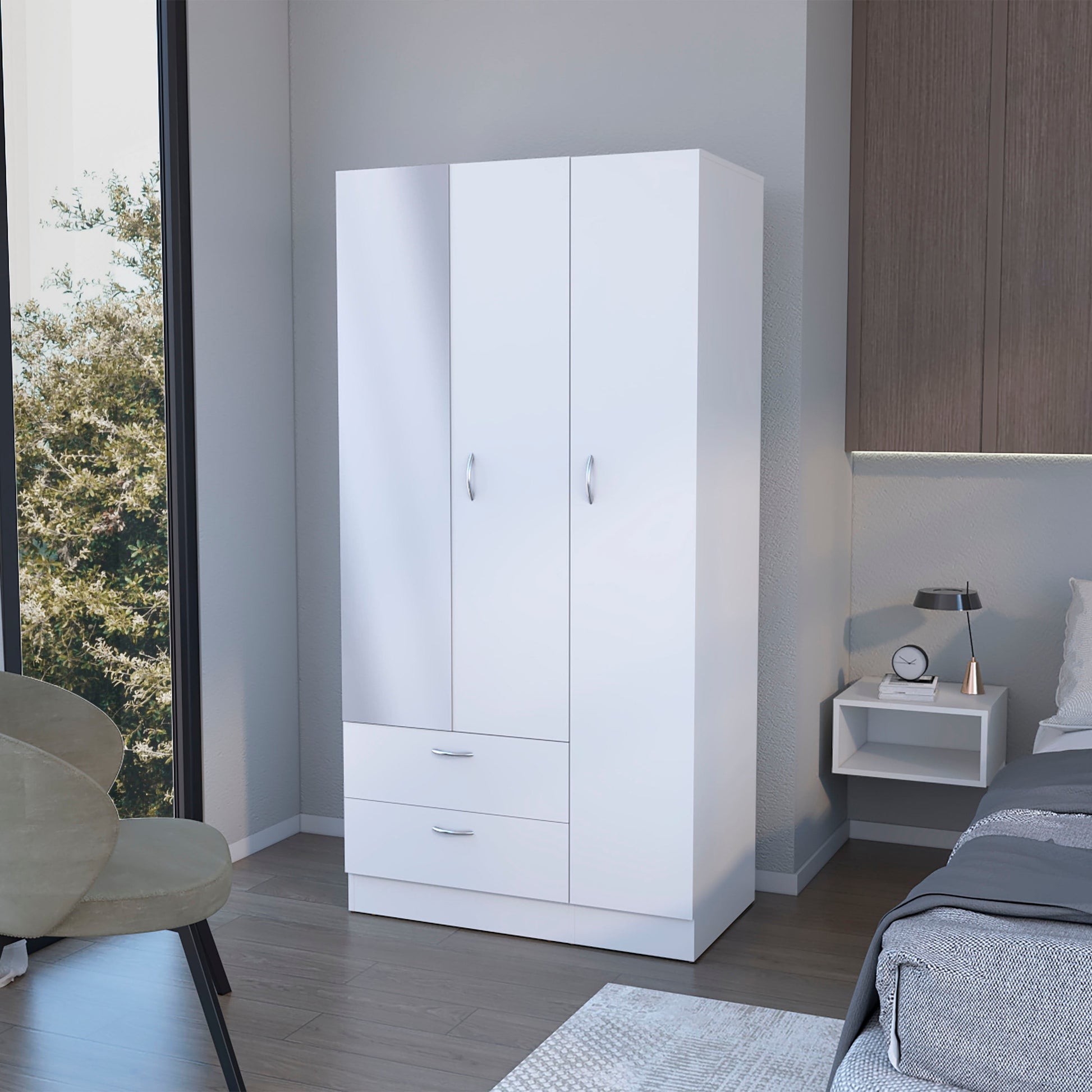 White 2 Drawer Wardrobe White Bedroom Wood