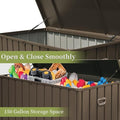 100 Gallon Outdoor Storage Deck Box Waterproof, Large dark brown-steel