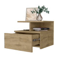 Macadamia 2 Tier Shelf Floating Nightstand Natural 1 Drawer Bedroom Floating Shelf Wood