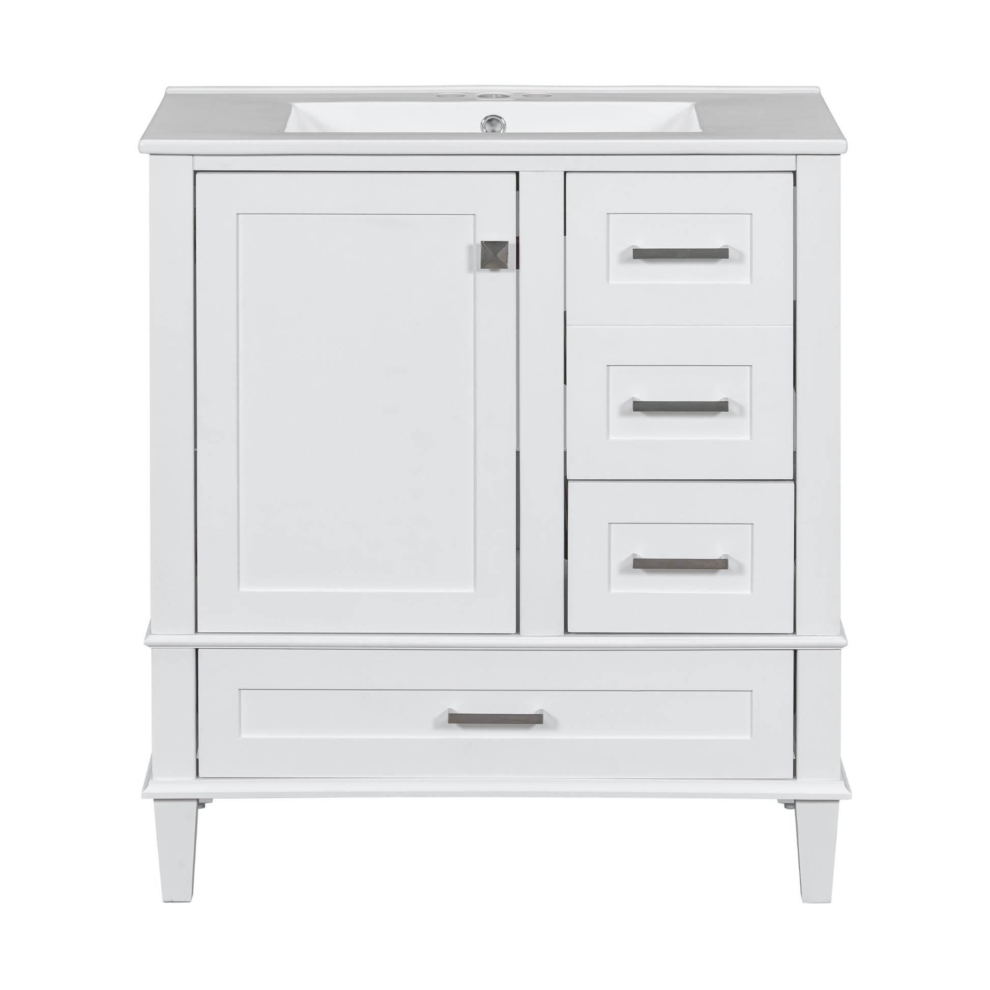 30" Bathroom Vanitymodern Bathroom Cabinet With Sink Combo Set, Bathroom Storage Cabinet With A Soft Closing Door And 3 Drawers, Solid Wood Frame White White Bathroom Solid Wood Mdf