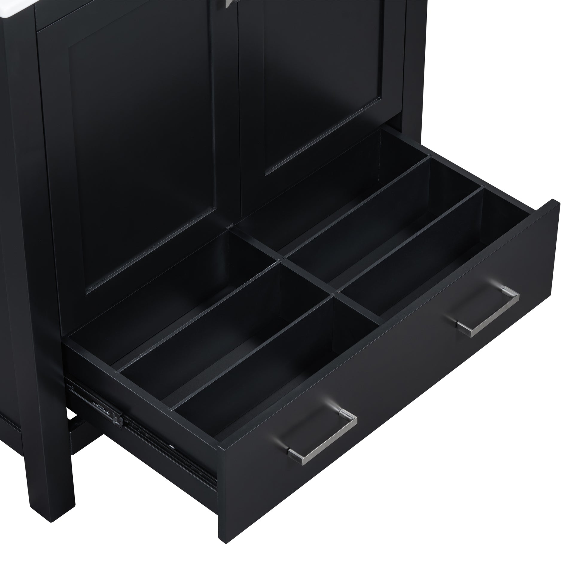 30" Black Bathroom Vanity With Single Sink, Combo Cabinet Undermount Sink, Bathroom Storage Cabinet With 2 Doors And A Drawer, Soft Closing, Multifunctional Storage, Solid Wood Frame Black Bathroom Solid Wood Mdf