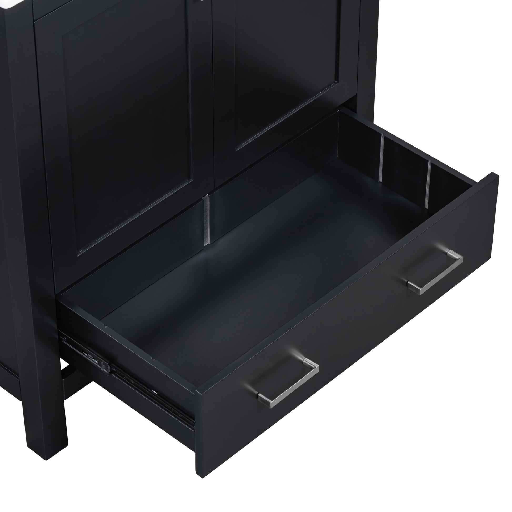 30" Black Bathroom Vanity With Single Sink, Combo Cabinet Undermount Sink, Bathroom Storage Cabinet With 2 Doors And A Drawer, Soft Closing, Multifunctional Storage, Solid Wood Frame Black Bathroom Solid Wood Mdf