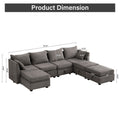 Modular Sectional Sofa, Convertible U Shaped Sofa Couch With Storage, 7 Seat Sleeper Sectional Sofa Set, Flexible Modular Combinations Fabric Couch For Living Room Grey, 7 Seat Sofa Grey Wood Soft Heavy Duty Fabric 7 Seat