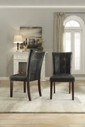 Dark Cherry Finish Wood Dining Chairs Set Of 2 Faux Leather Upholstered Button Tufted Kitchen Dining Furniture Transitional Style Dark Brown Dining Room Classic,Transitional Side Chair Solid Back Wood