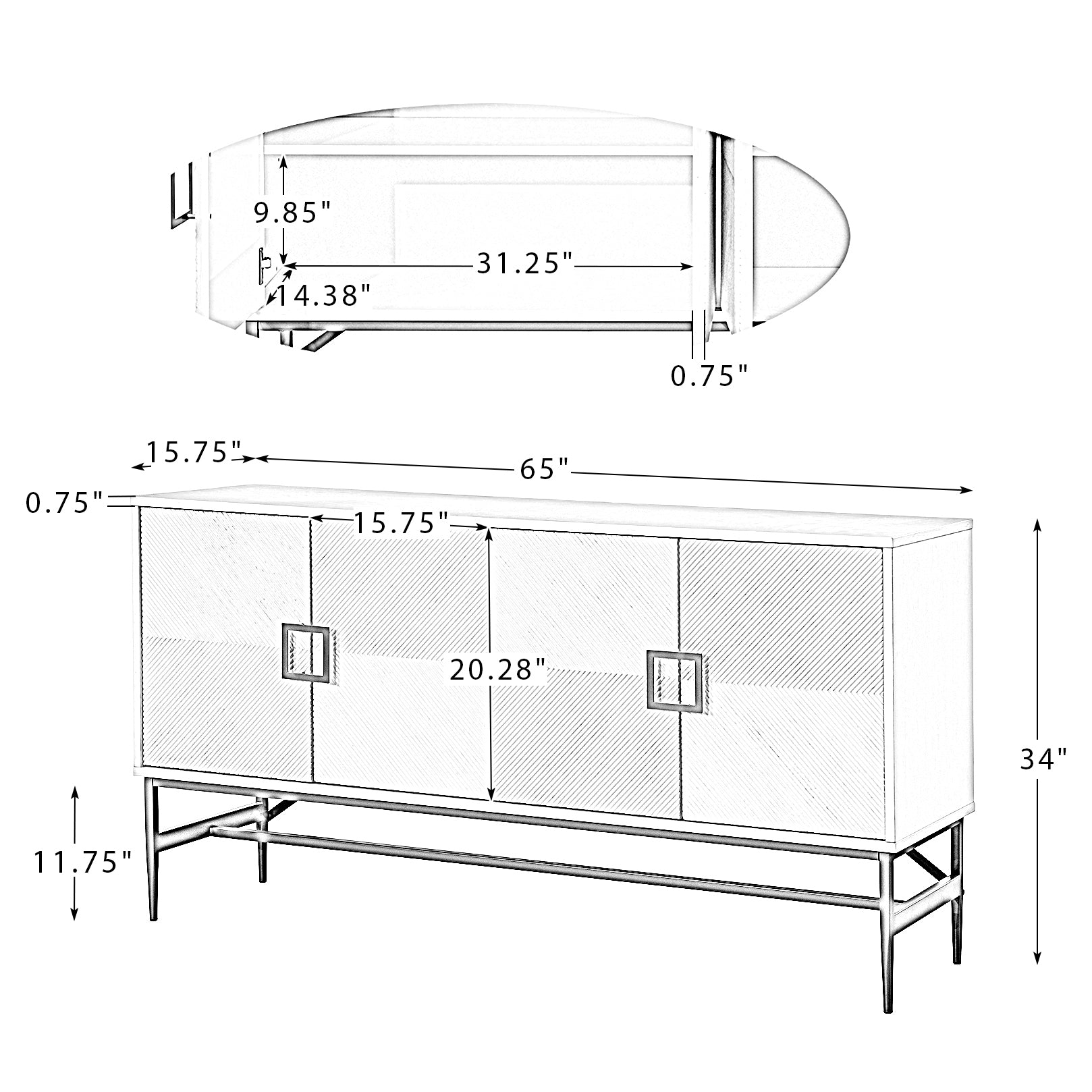 Egon 65'' Wide Sideboard White - White Modern