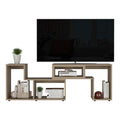 Being Extendable Tv Stand, Multiple Shelves Light Pine Beige Primary Living Space 50 59 Inches Particle Board Particle Board