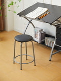 Drafting Table Sliver With Stool Silver Grey Mdf Metal