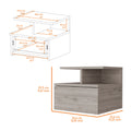 Light Gray 2 Tier Shelf Floating Nightstand Light Gray Gray 1 Drawer Bedroom Floating Shelf Wood