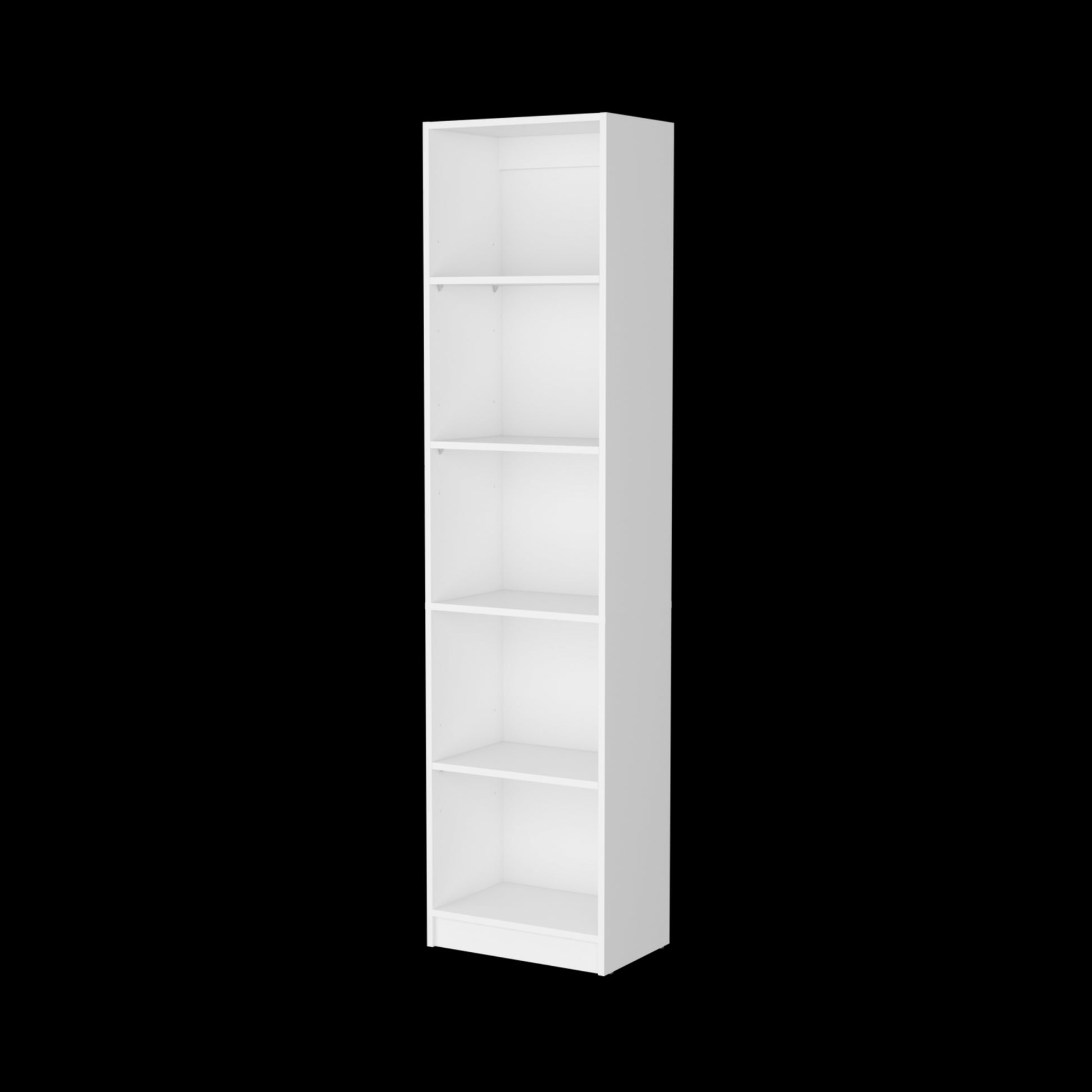 White 5 Shelf Slim Bookcase 5 White White Standard Horizontal Primary Living Space Closed Back Wood Wood