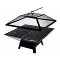 Square Small Fire Pit Bbq Party Portable Fire Pit Black Iron