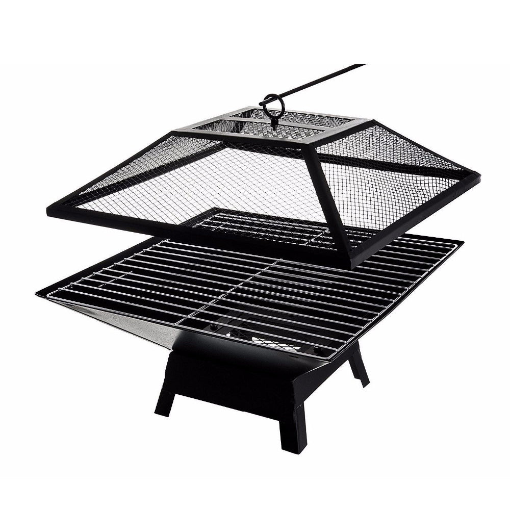 Square Small Fire Pit Bbq Party Portable Fire Pit Black Iron