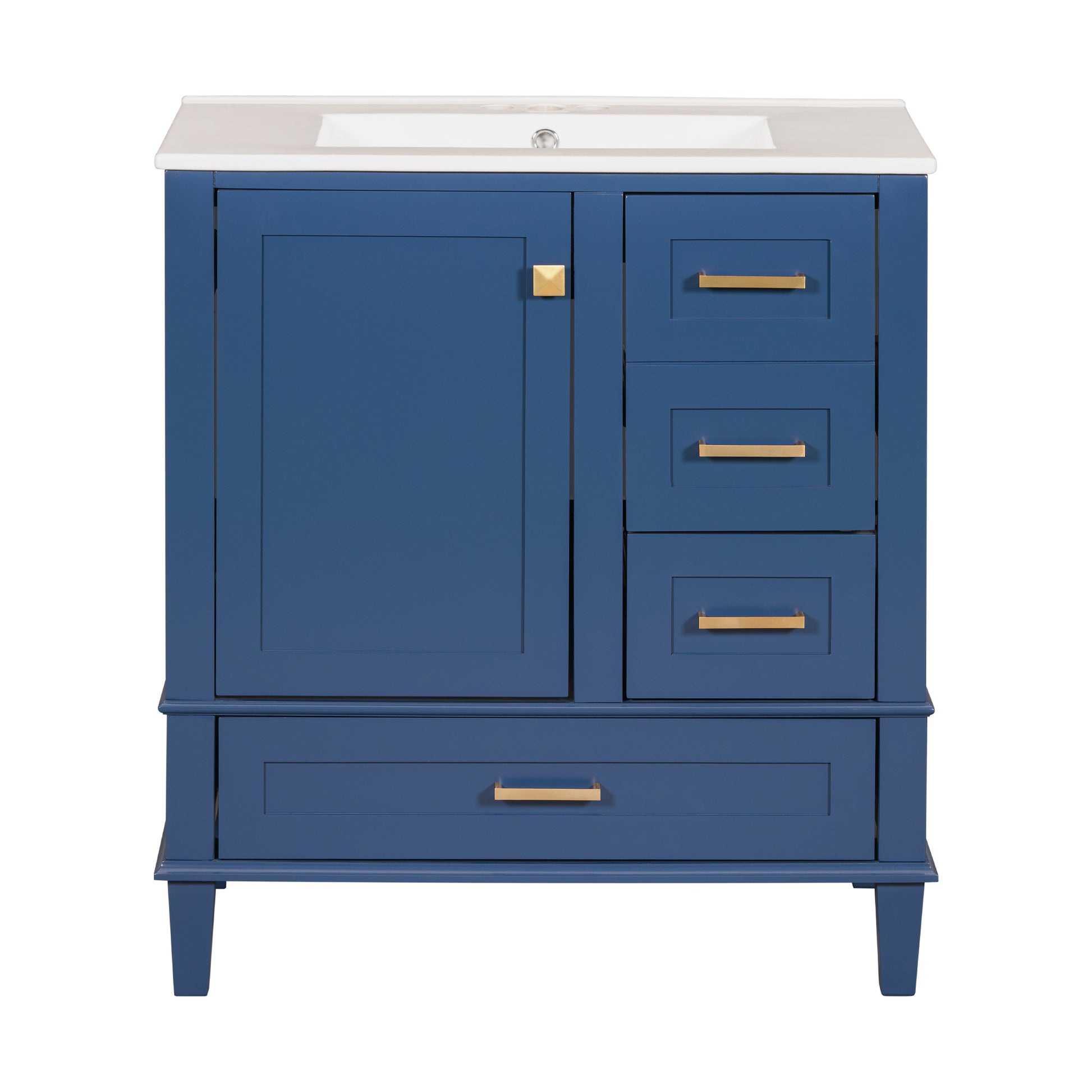 30" Bathroom Vanitymodern Bathroom Cabinet With Sink Combo Set, Bathroom Storage Cabinet With A Soft Closing Door And 3 Drawers, Solid Wood Frame Blue Blue Bathroom Solid Wood Mdf