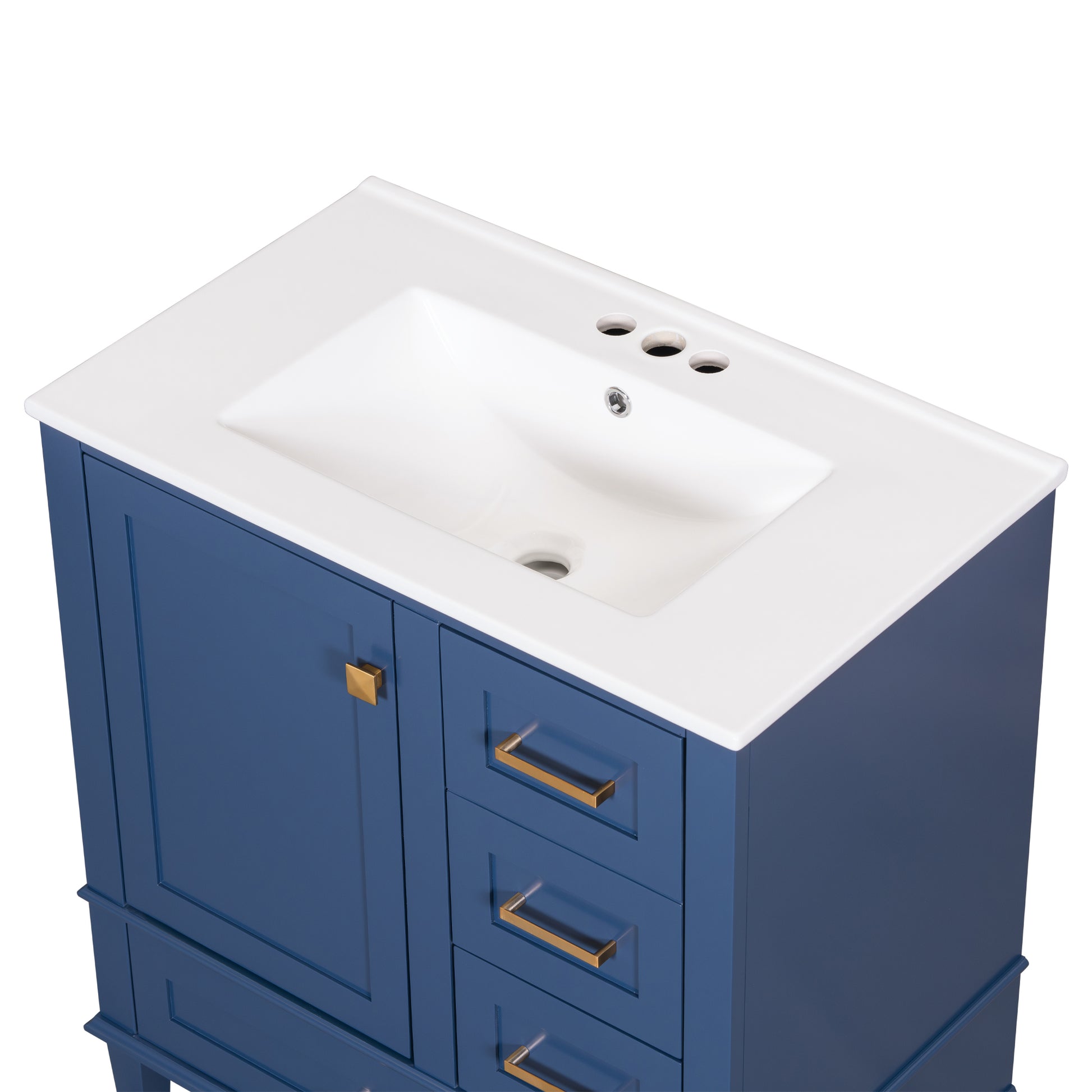 30" Bathroom Vanitymodern Bathroom Cabinet With Sink Combo Set, Bathroom Storage Cabinet With A Soft Closing Door And 3 Drawers, Solid Wood Frame Blue Blue Bathroom Solid Wood Mdf